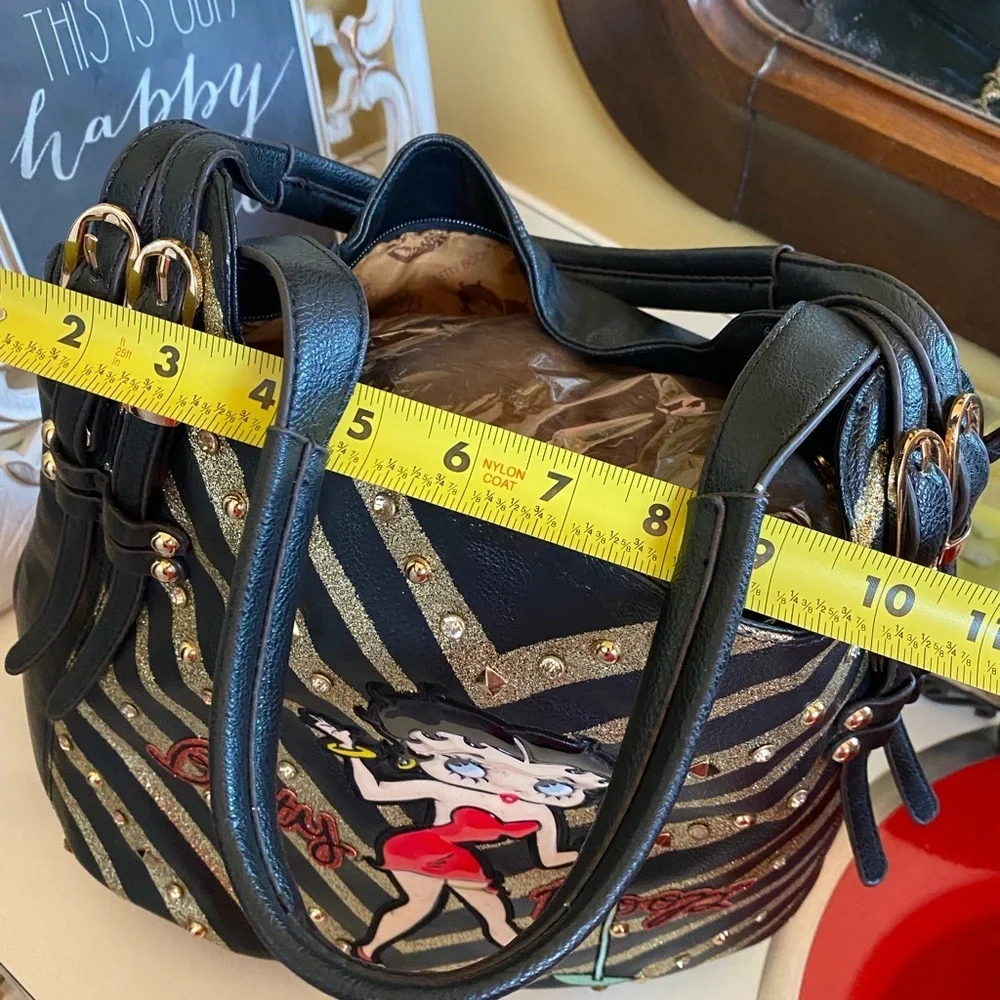 Betty Boop Black and Gold Hobo Bag